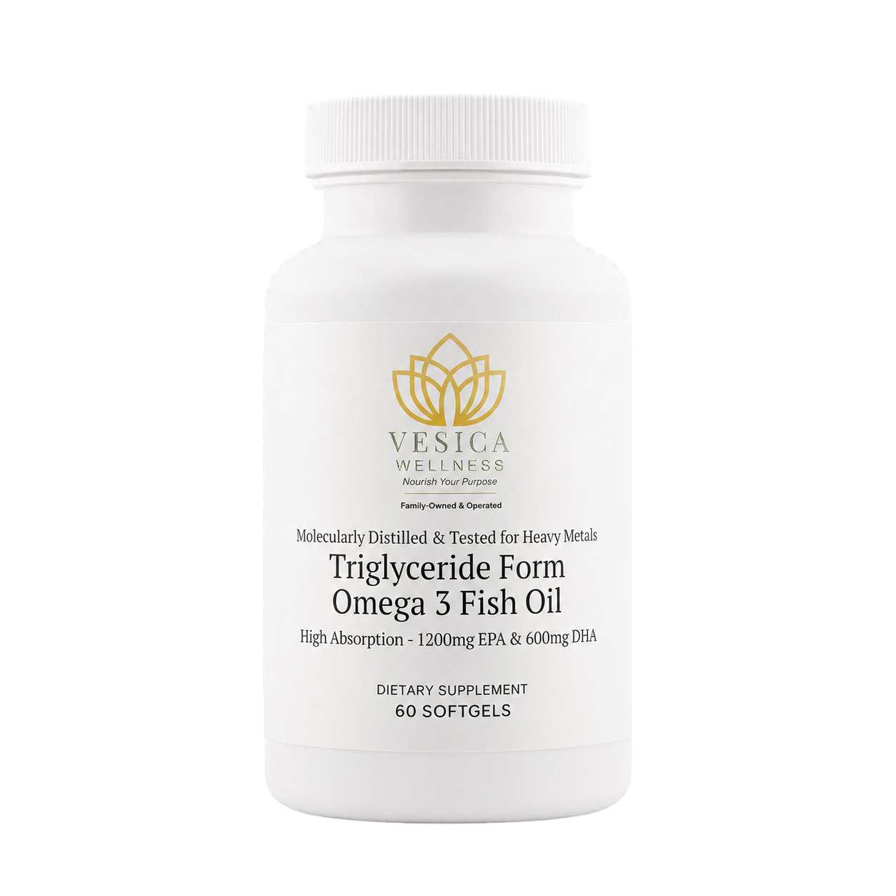 Vesica triglyceride-form Omega-3 Fish Oil 60-softgel bottle