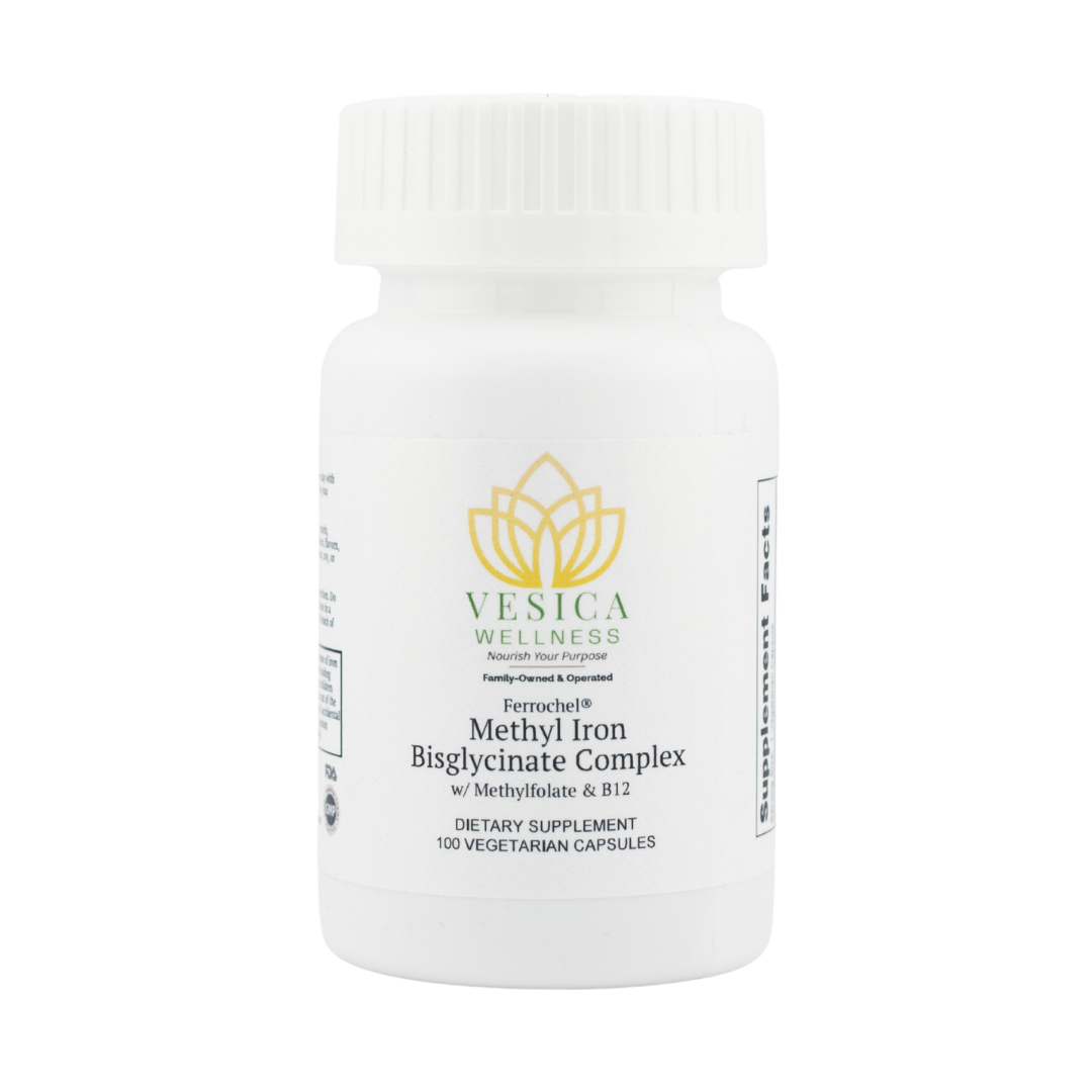 Vesica Iron plus Methylfolate supplement bottle